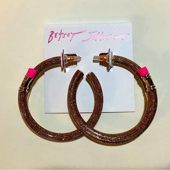 Betsey Johnson Jewelry - Betsey Johnson Round Pencil Gold Shimmer Earrings New